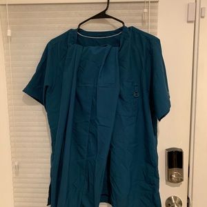 Scrubs top and bottom.